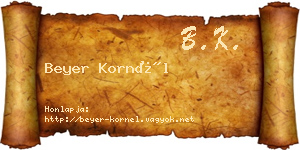 Beyer Kornél névjegykártya